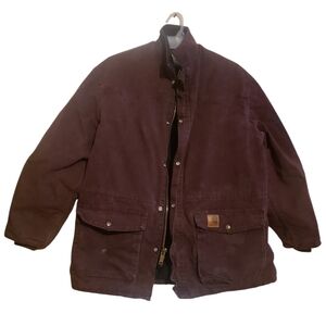 Vintage blanket lined carhartt jacket in burgundy